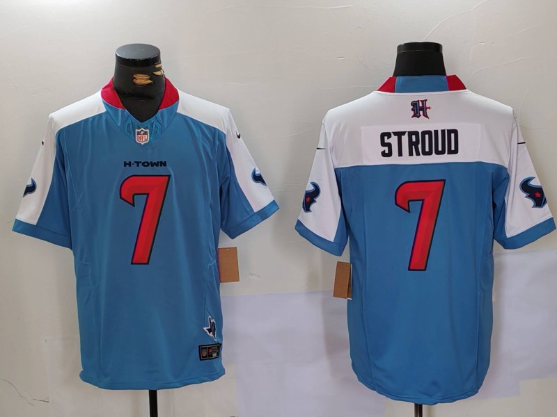 Men's Houston Texans C.J. Stroud #7 Light Blue Jersey